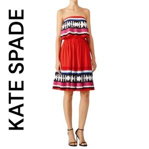 Kate Spade Geo Border Pleated Dress